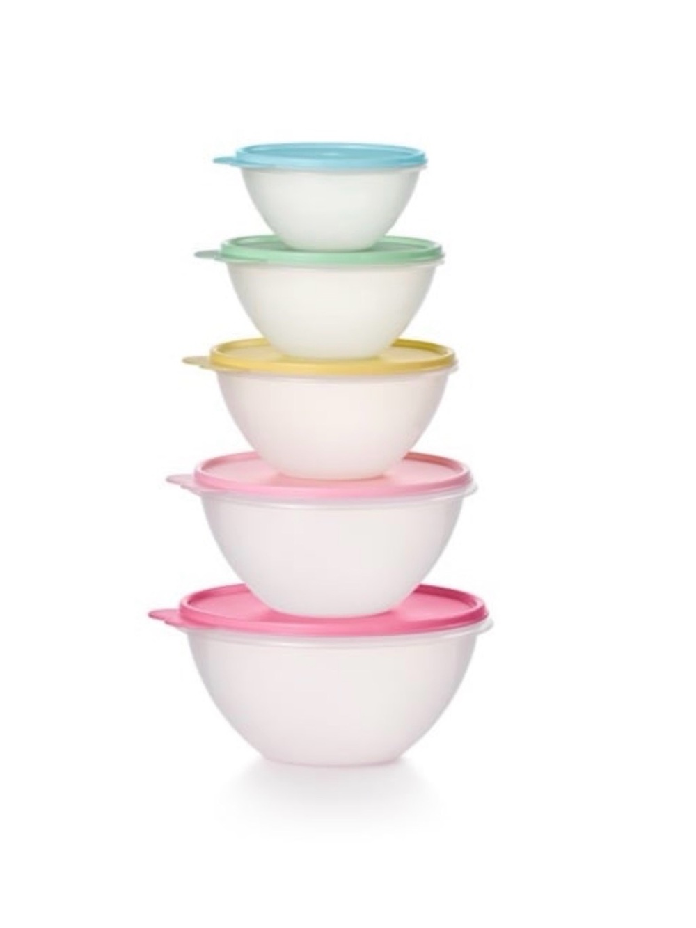 Tupperware Pastel Nesting Mixing Bowls Set - Blue, Green, Yellow, Pink